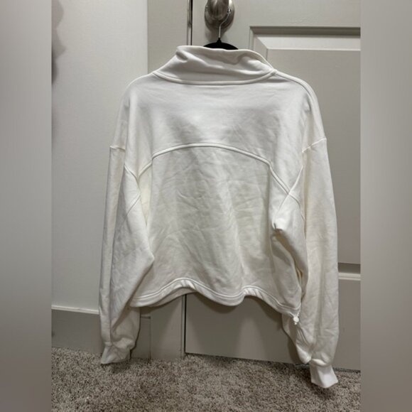 Lulu Lemon Large White Cotton Terry Tennis Half Zip Sweatshirt. 🐼⚡️ - Picture 2 of 4